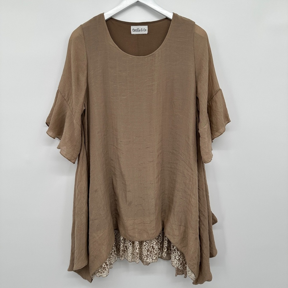 Camille & Co Tunic Top Shirt Size M L Flowy Fairy Neutral‎ Whimsical Ethereal